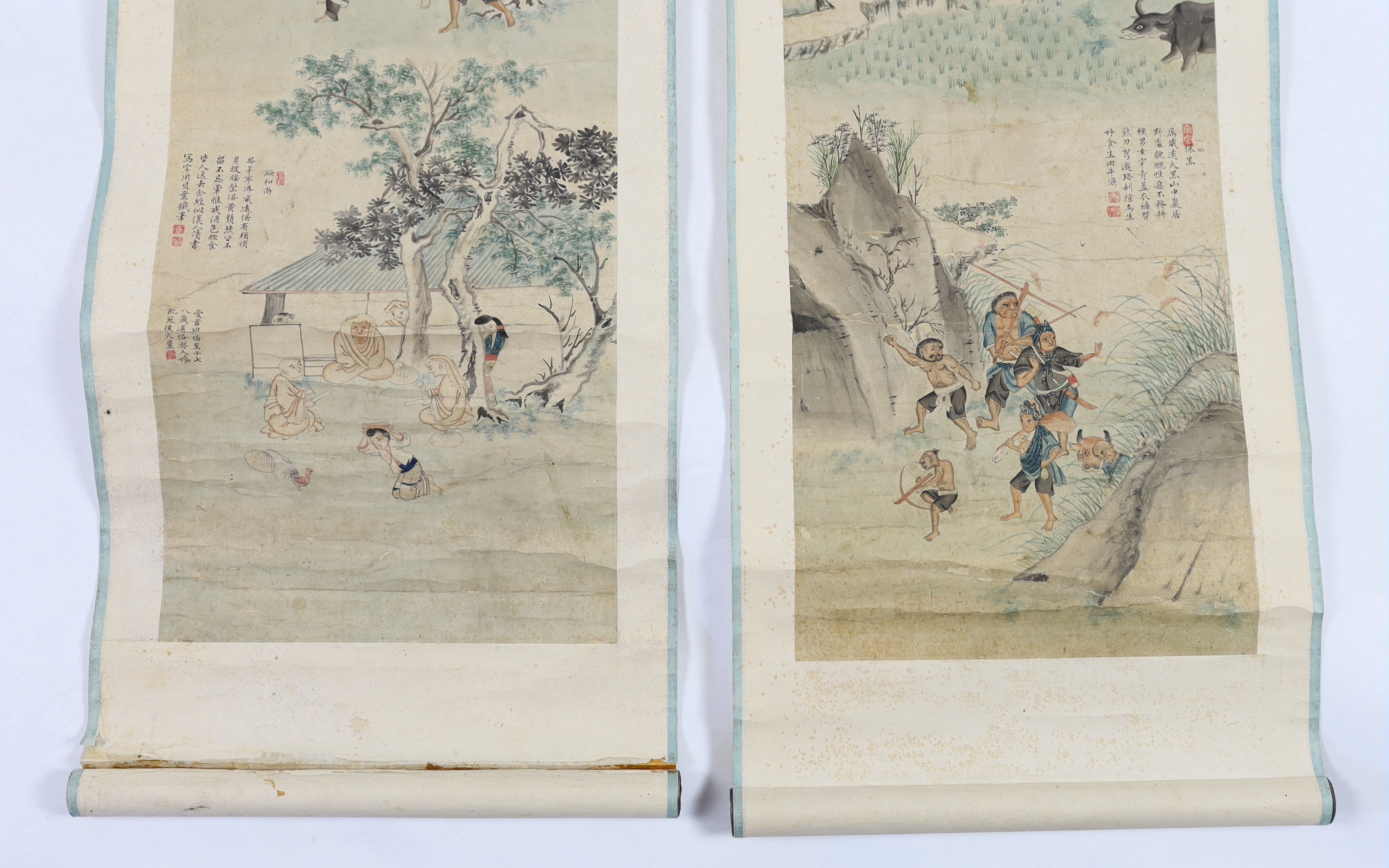 A pair of Chinese scroll paintings on paper, late 19th/early 20th century